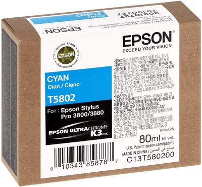 Epson C13T580200 (T5802) Cyan Original Cartridge - Stylus Pro 3800 