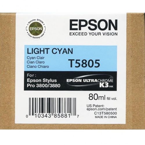 Epson C13T580500 (T5805) Açık Mavi Orjinal Kartuş - Stylus Pro 3800 (T7434) - 1