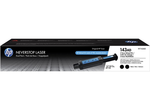 HP 143AD (W1143AD) Original Toner 2 Pack Neverstop Series Refill Kit - Laser 1001nw / 1000n - 1