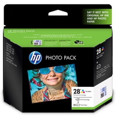 HP Q8893AA (28) Color Original Cartridge + 25 Photo Paper 