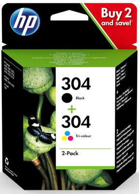 HP 3JB05AE (304) Black+Color Dual Pack Original Cartridge - DeskJet 2620 / 2621 