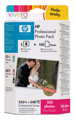 HP Q7960EE (343+348) Photography Package-Cartridge + 100 Piece Photography Paper 