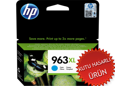 HP - HP 3JA27AE (963XL) Mavi Orjinal Kartuş Yüksek Kapasite - OfficeJet Pro 9010 (C)