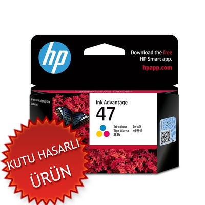 HP - HP 6ZD61AE (47) Colour Original Cartridge - DeskJet 4828 (Damaged Box)