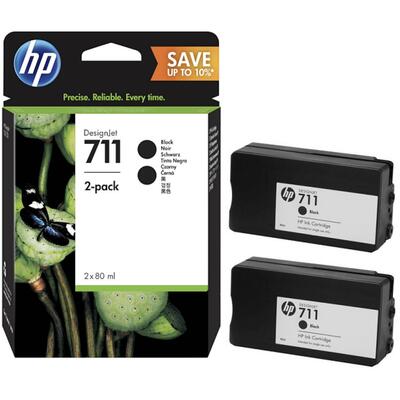 HP P2V31A (711) Black Original Cartridge Dual Pack - Designjet T120 