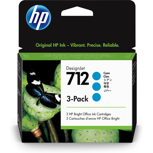 HP 3ED77A (712) Cyan Original Cartridge 3Pk - DesignJet T650