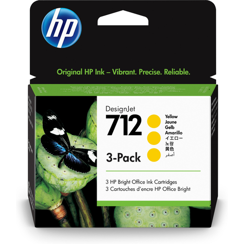 HP 3ED79A (712) Yellow Original Cartridge 3 Pack - DesignJet T650