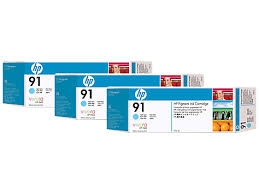 HP C9486A (91) Açık Mavi Orjinal Plotter Kartuş 3lü Paket - Designjet Z6100 (T1869) - 1