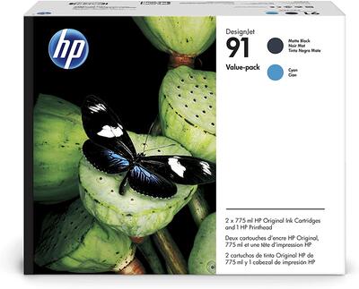 HP P2V35A (91) Matte Black-Cyan Dual Pack Original Printhead - Designjet Z6100 