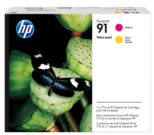 HP P2V36A (91) Sarı-Kırmızı İkili Paket Orjinal Baskı Kafası - Designjet Z6100 (T12942) - 1