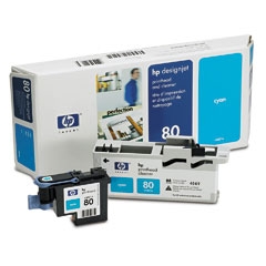 HP C4821A (80) Cyan Head Cartridge + Cleaner - DesignJet 1050C 