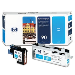 HP C5055A (90) Cyan Head Cartridge + Cleaner - DesignJet 4000 