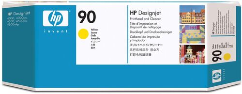 HP C5057A (90) Original Yellow Head Cartridge + Cleaner - DesignJet 4000 - 1