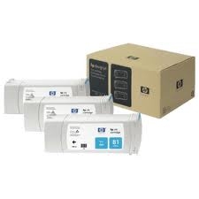 HP C5067A (81) 3Pk Cyan Plotter Cartridge - DesignJet 5000 / 5500