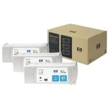 HP C5067A (81) 3Pk Cyan Plotter Cartridge - DesignJet 5000 / 5500 - 2