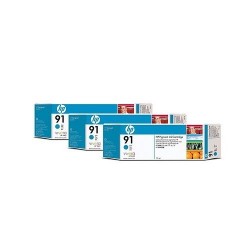 HP C9483A (91) Cyan Original Plotter Cartridge 3Pk - Designjet Z6100 