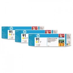 HP C9485A (91) Yellow Original Plotter Cartridge 3Pk - Designjet Z6100 