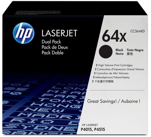 HP CC364XD (64XD) Dual Pack Black Original Toner - LaserJet P4015