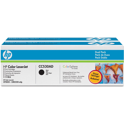 HP - HP CC530AD (304A) Black Original Dual Pack Toner - LaserJet CP2025n (B)