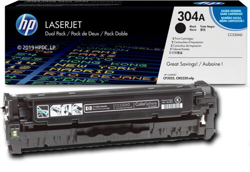 HP CC530AD (304A) Black Original Toner - (Separated Box From AD) - LaserJet CP2025n - 1