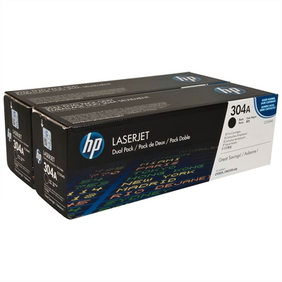 HP CC530AD (304A) Black Original Dual Pack Toner - LaserJet CP2025n 