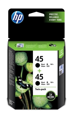 HP - HP CC625AA (45) Dual Pack Black Original Cartridge - DeskJet 712