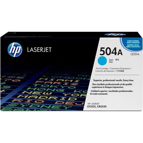 HP CE251A (504A) Cyan Original Toner - CP3525 / CM3530 - 1