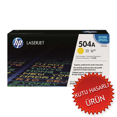 HP CE252A (504A) Yellow Original Toner - CP3525 / CM3530 (Damaged Box) 