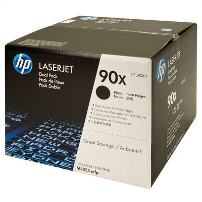 HP CE390XD (90X) Black Original Toner Dual Pack - LaserJet M4555MFP 