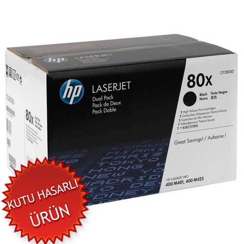 HP CF280XD (80X) Dual Pack Black Original Toner - LaserJet M401 / M425 (Damaged Box)