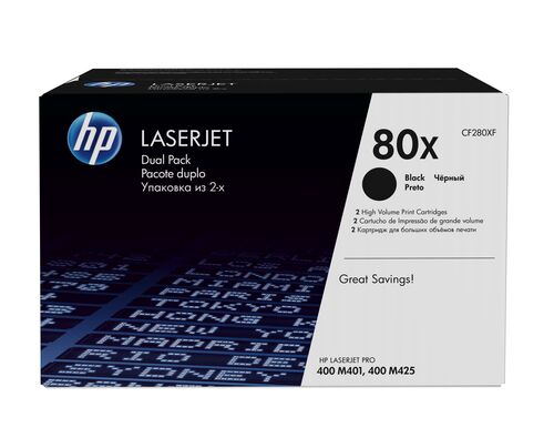 HP CF280XF (80X) Dual Pack Original Toner - LaserJet M401 / M425