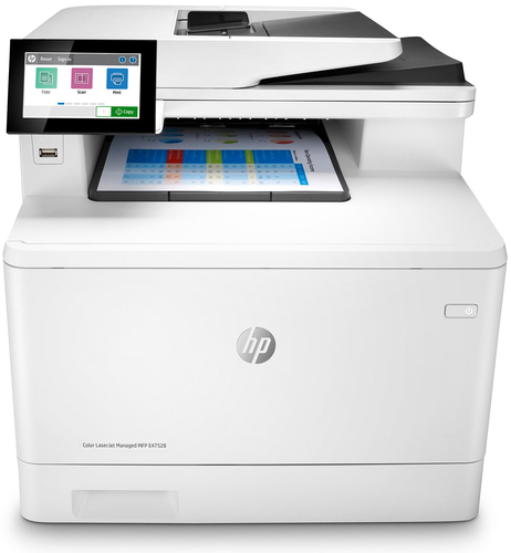 HP 3QA75A (MFP E47528f) Color LaserJet Managed Fax + Ethernet + Scanner + Multifunction Laser Printer - 1