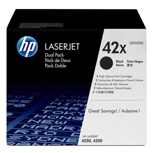 HP Q5942XD (42X) Dual Pack Original Toner High Capacity - Laserjet 4250 - 1