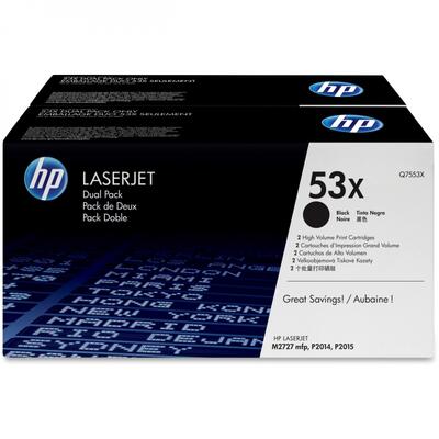 HP Q7553XD (53X) Dual Pack Original Toner High Capacity - Laserjet P2014 / P2015d 