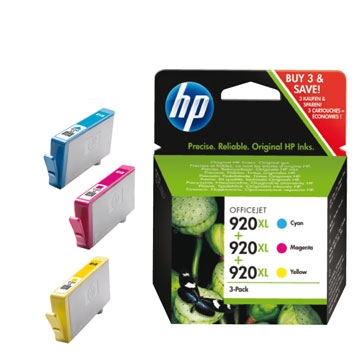 HP SD532AE (920XL) 3Pk Cartridge Yellow / Magenta / Cyan - High Capacity - HP 6000 / 6500 - 1