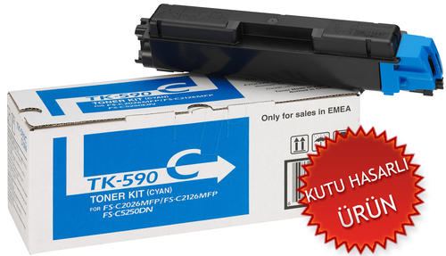 Kyocera TK-590C (1T02KVCNL0) Cyan Original Toner - FS-C2026 / C2126 (Damaged Box) - 1