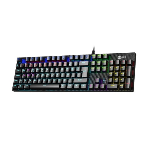 Lecoo KG1101 USB Kablolu Blue Switch RGB LED Aydınlatmalı Makro Tuşlu Gaming Mekanik Türkçe Q Klavye Siyah