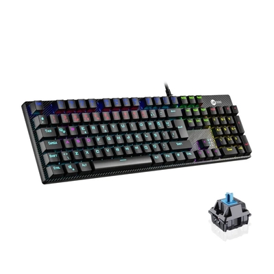 Lecoo KG1101 USB Wired Blue Switch RGB LED Illuminated Macro Key Gaming Mechanical Turkish Q Keyboard Black - Thumbnail