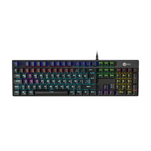 Lecoo KG1101 USB Wired Blue Switch RGB LED Illuminated Macro Key Gaming Mechanical Turkish Q Keyboard Black