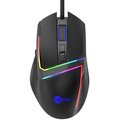 Lecoo MS106 Wired RGB LED Backlit 3200DPI 7-Button Gaming Mouse Black - Thumbnail