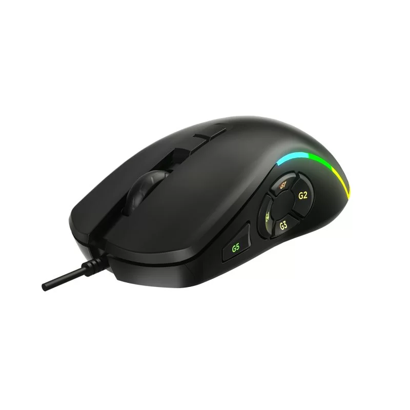 Lecoo MS140 Wired RGB LED Backlit 6400DPI 10 Macro Keys Gaming Mouse Black