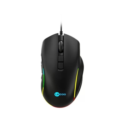 Lecoo MS140 Wired RGB LED Backlit 6400DPI 10 Macro Keys Gaming Mouse Black - Thumbnail