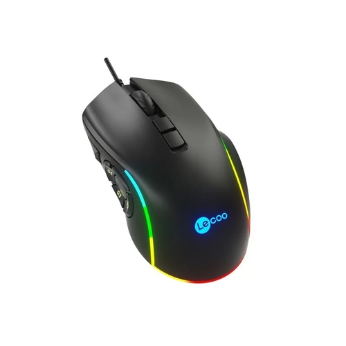 Lecoo MS140 Wired RGB LED Backlit 6400DPI 10 Macro Keys Gaming Mouse Black