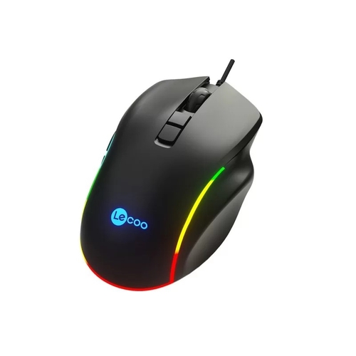 Lecoo MS140 Wired RGB LED Backlit 6400DPI 10 Macro Keys Gaming Mouse Black