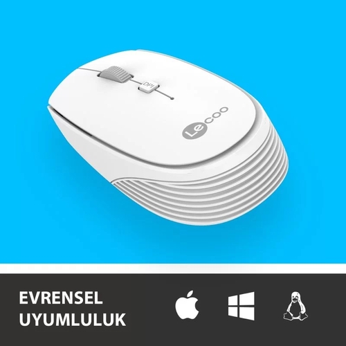 Lenovo Lecoo WS202 Kablosuz 1200DPI 4 Tuşlu Beyaz Optik Mouse - 2