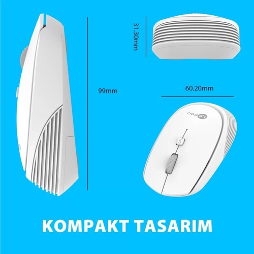 Lenovo Lecoo WS202 Kablosuz 1200DPI 4 Tuşlu Beyaz Optik Mouse - 5