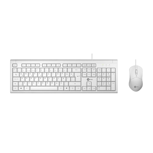 Lenovo Lecoo CM101 USB Kablolu Beyaz Türkçe Q Klavye & Mouse Set - 1