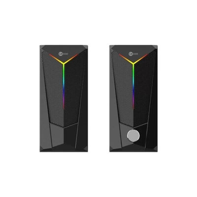 Lenovo Lecoo DS104 RGB Backlit USB + 3.5mm Jack 6W Wired Compact Desktop Black Speaker - 1