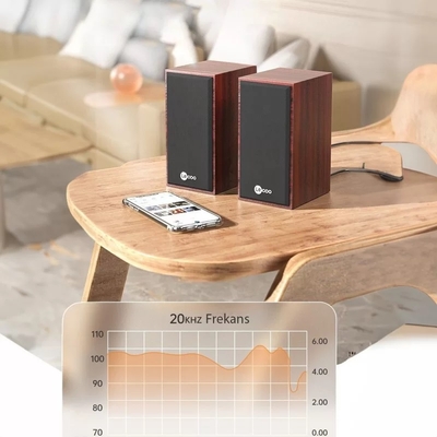 Lenovo Lecoo DS105 5W Stereo Compact Desktop Wooden Speaker with Wired USB + 3.5mm Jack Input - 4