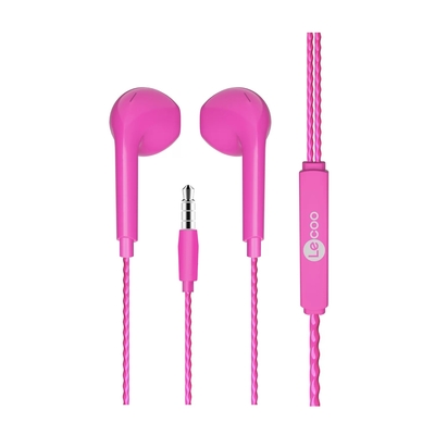 Lenovo Lecoo EH104PR 3.5mm Jack Pink In-Ear Headphone with Microphone - Thumbnail